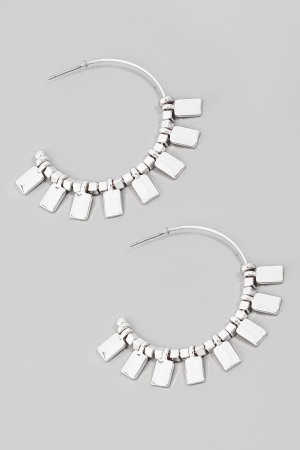 Metallic Beaded Hoop Earrings