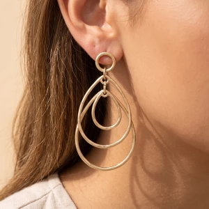 Triple Nested Open Teardrop Drop Earrings