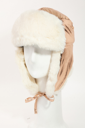 Fuzzy Metallic Fabric Ushanka
