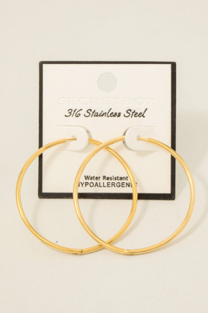 Secret Box Stainless Steel Large Thin Hinge Hoop Earrings