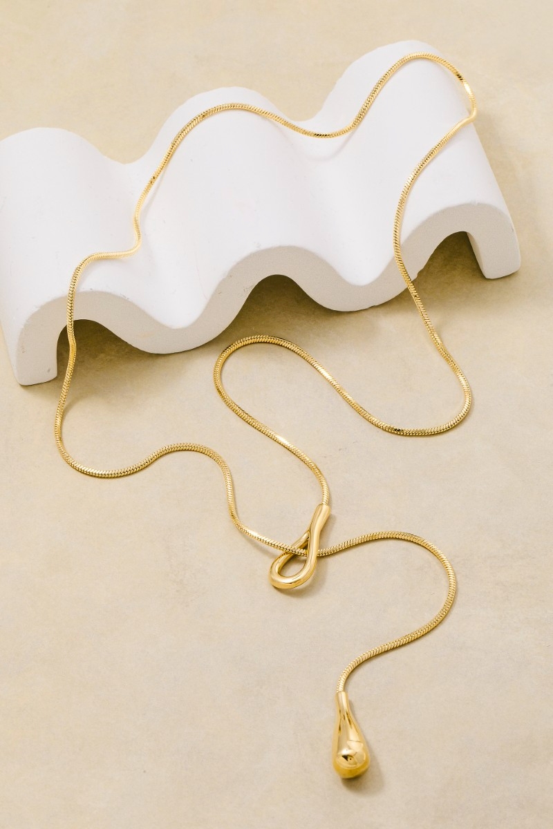 Secret Box Stainless Steel Looped Tear Pendant Necklace