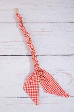 Checkered Scarf Chain Bag Charm