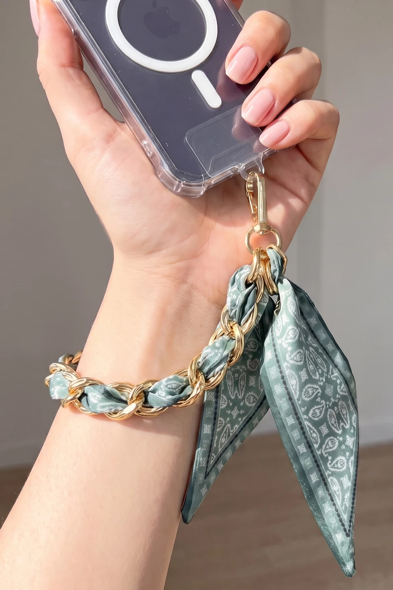 Paisley Scarf Braided Chain Phone Strap