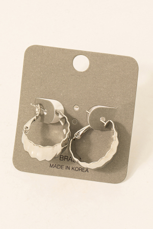 Ridged Wide Metallic Hoop Earrings