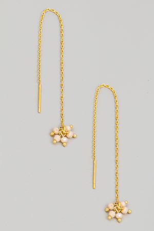 Cluster Beads Long Chain Threader Earrings