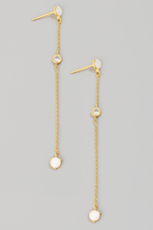 Opal And Rhinestone Chain Dangle Earrings
