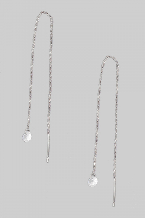 Rhinestone Gem Threader Chain Earrings