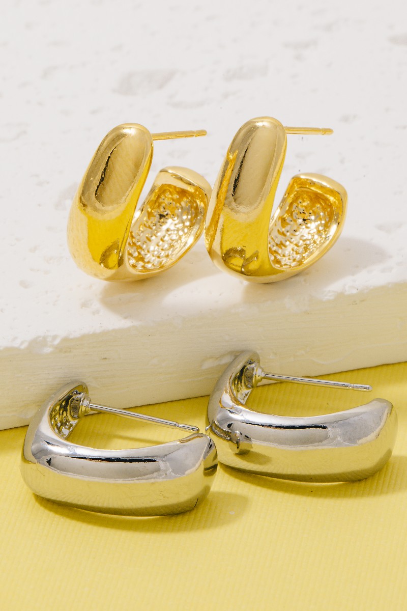 Simple Squared Wide Hoop Earrings