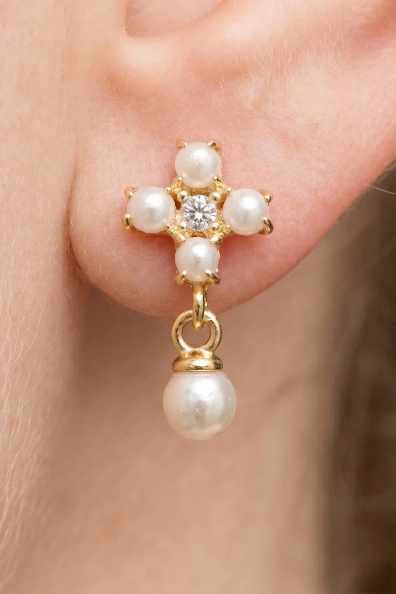 Mini Pearls Clover Stud Earrings