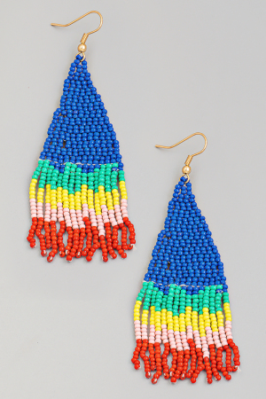 Triangle Seed Beaded Fringe Earrings