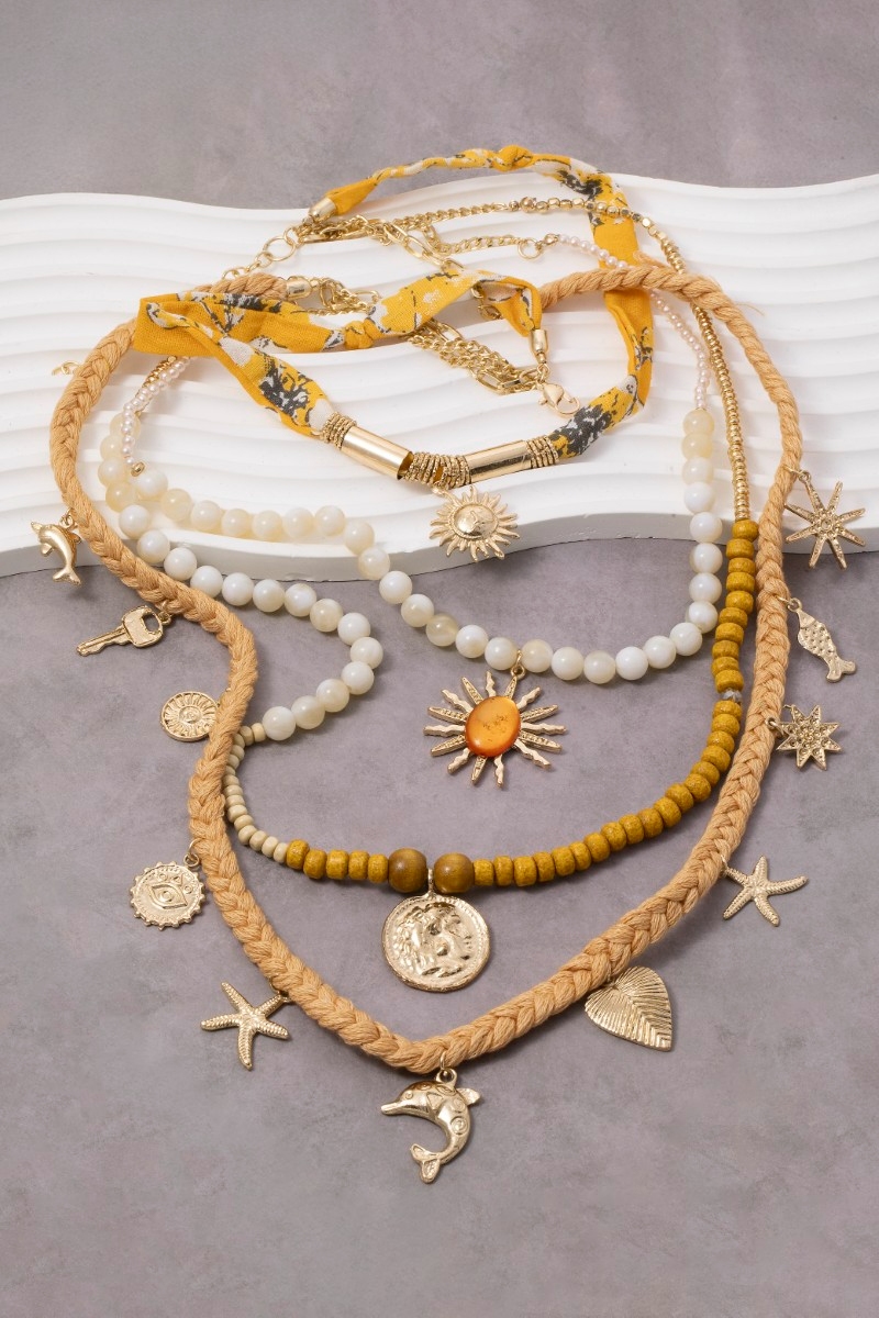 Layered Assorted Sea Life Charms Necklace