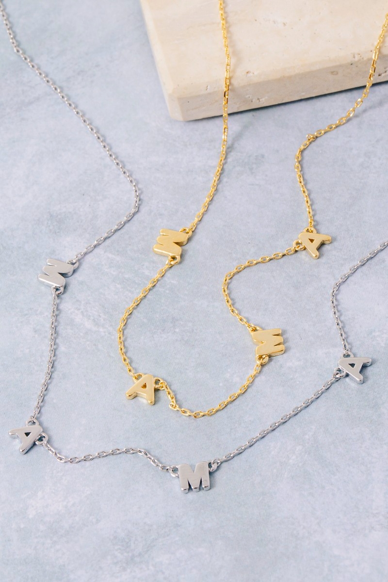 Dainty Mama Print Charm Necklace