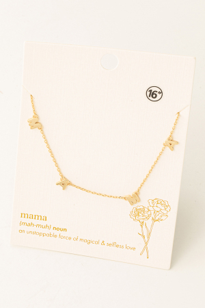 Dainty Mama Print Charm Necklace
