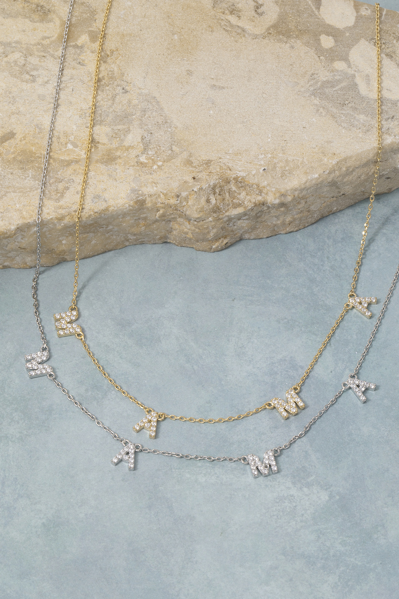 Mama Cz Letter Station Necklace
