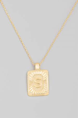 Rectangle Initial S Pendant Necklace