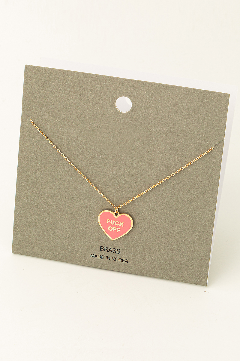 Fuck Off Heart Pendant Necklace