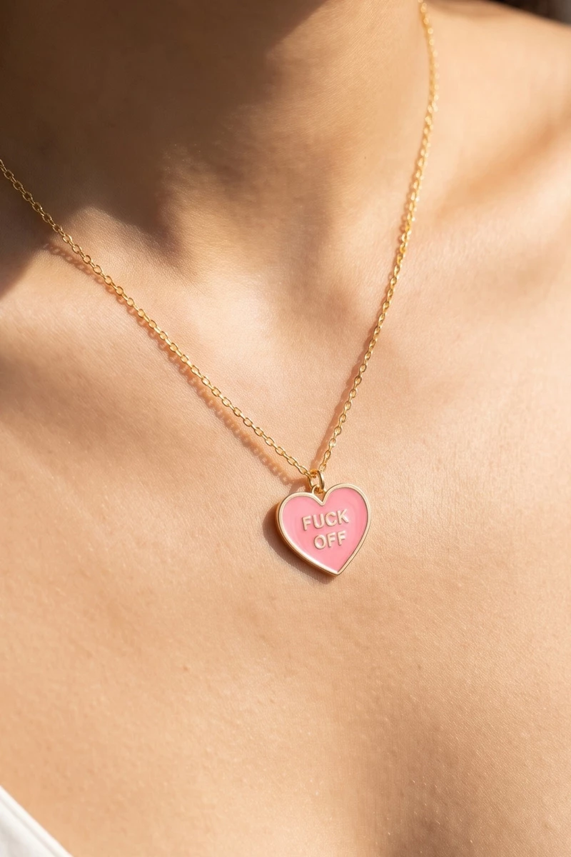 Enamel Heart Statement Pendant Necklace