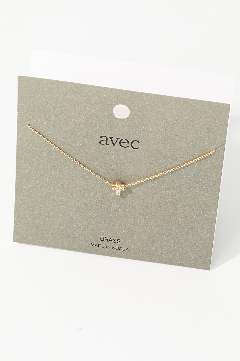Mini Pave Cross Charm Necklace