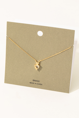 Metallic And Rhinestone Heart Pendant Necklace