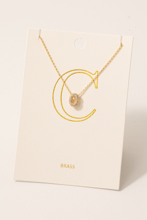 Pave Letter Pendant Chain Necklace