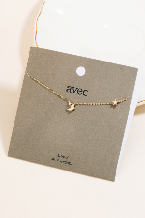 Rhinestone Star Moon Chain Necklace