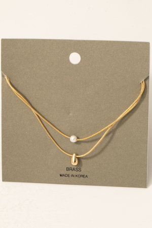 Pearl And Tear Charm Layered Chain Necklace