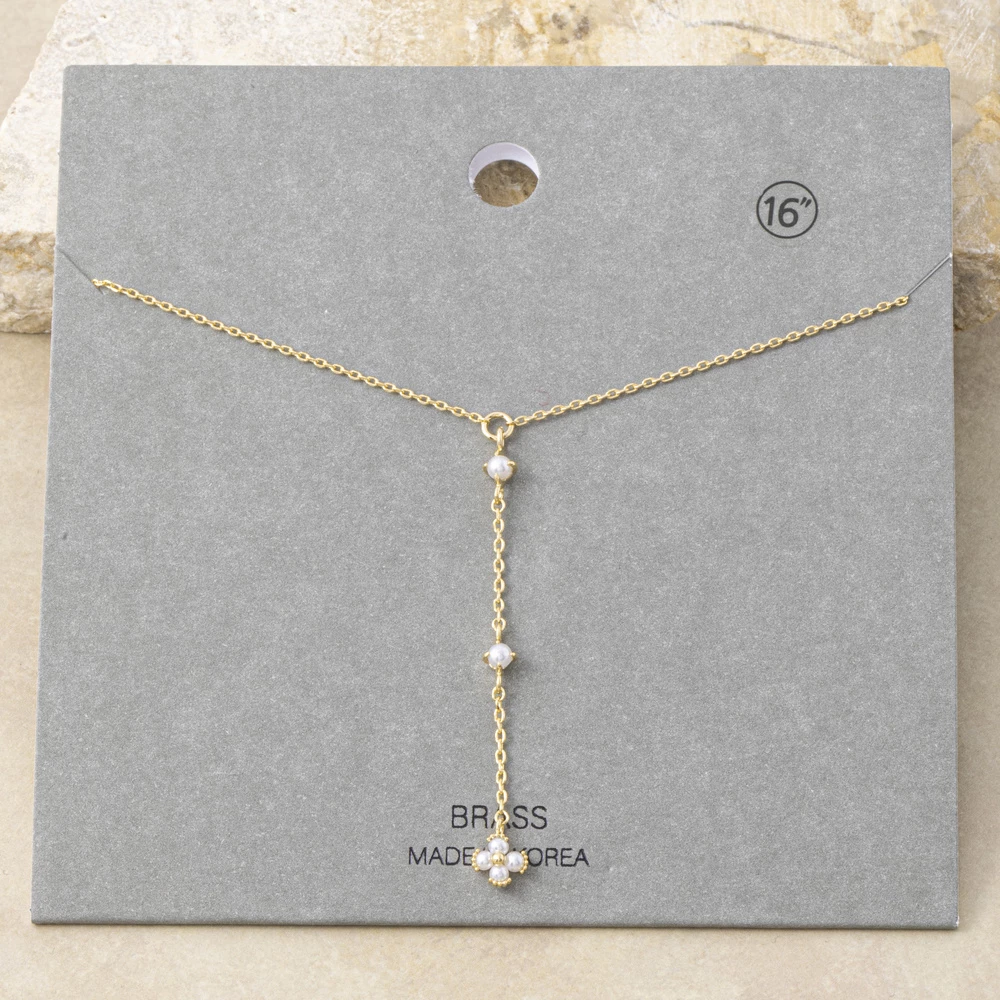 Dainty Pearl Flower Cluster Y Necklace