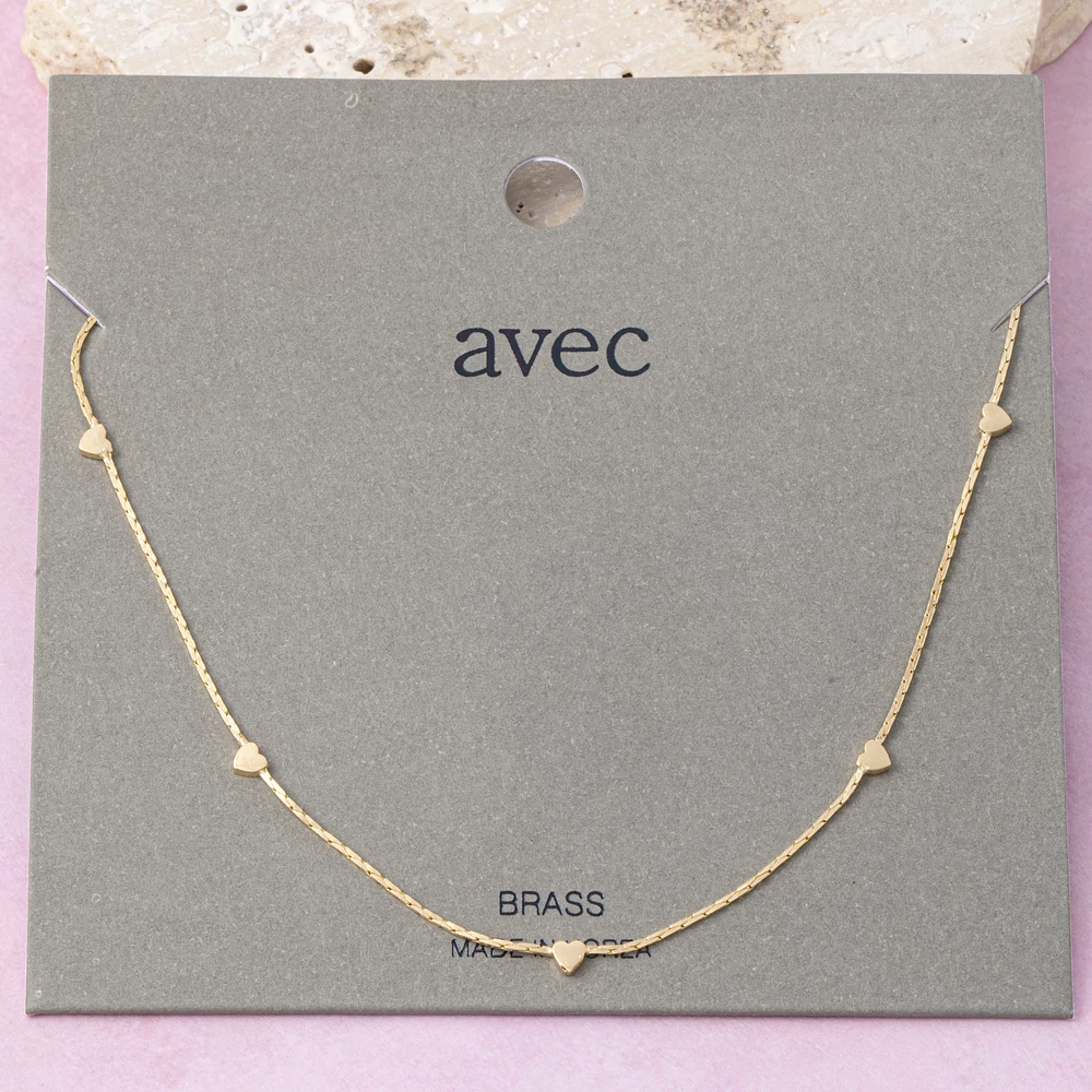 Tiny Flat Heart Station Serpentine Chain Necklace