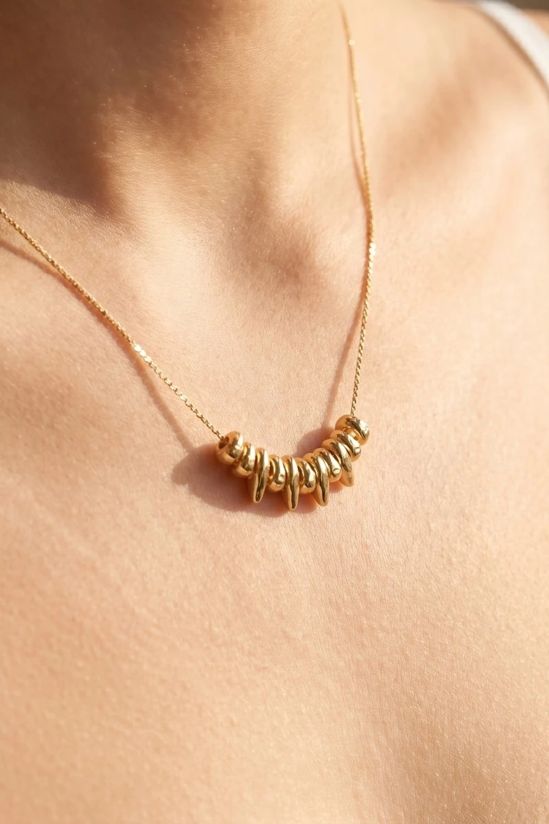 Metallic Stone Charms Necklace