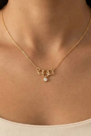 Mini Triple Ring Linked Charm Necklace