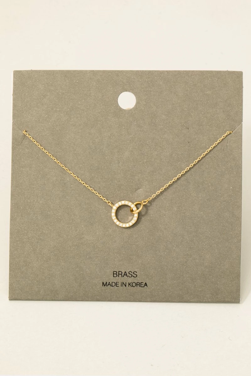 Pave Hoop Pendant Dainty Chain Necklace