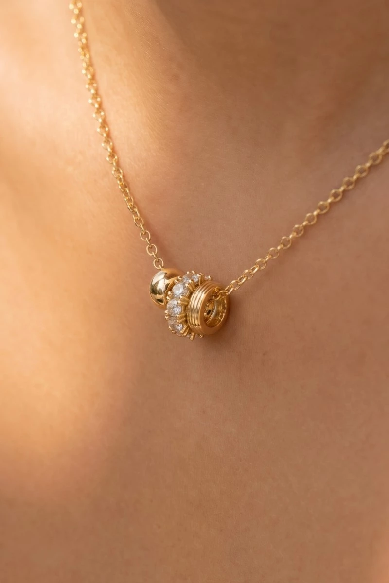 Mixed Ring Charms Dainty Chain Necklace