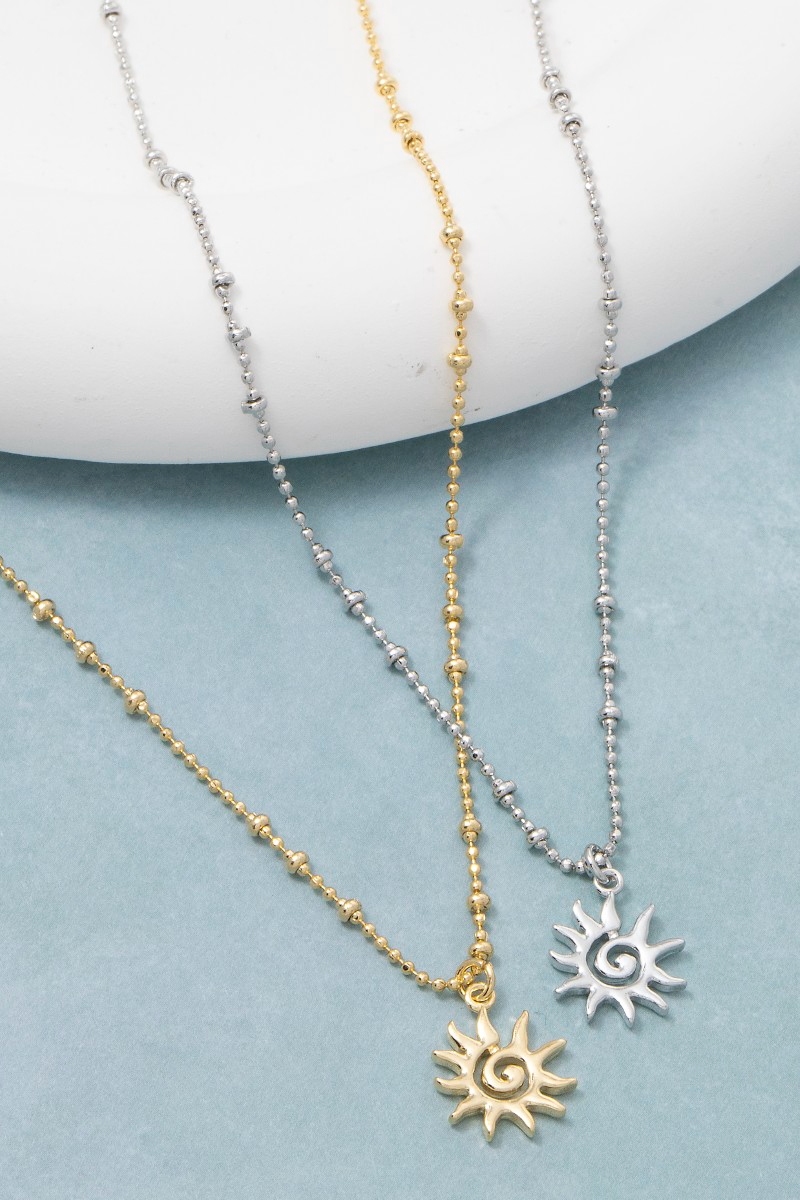 Spiral Sun Pendant Necklace
