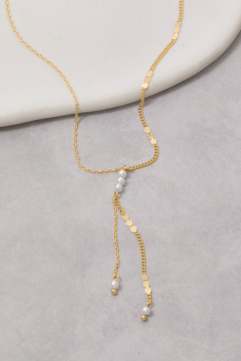 Dual Chain Pearl Lariat Y-Necklace