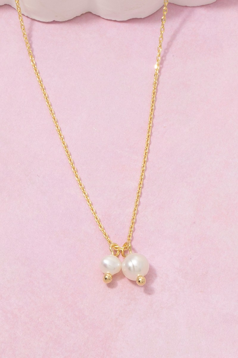 Dainty Double Freshwater Pearl Pendant Necklace