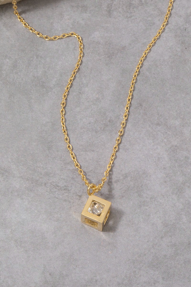 Gold Open Diamond Cz Pendant Necklace