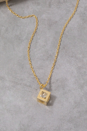 Gold Open Diamond Cz Pendant Necklace