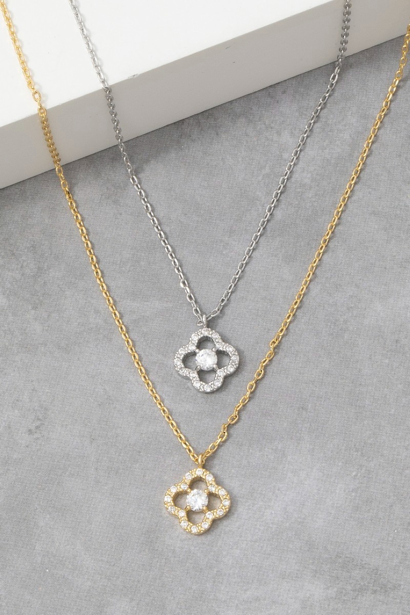 Cz Clover Quatrefoil Pendant Necklace
