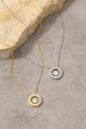 Round Cz Halo Pendant Necklace