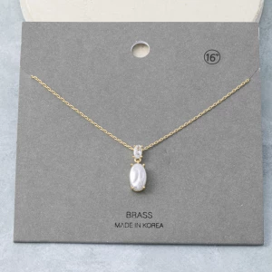 Oval Pearl Pendant Necklace With Cz Accent