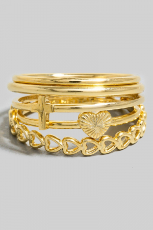 5Pc Heart And Cross Station Band Rings Set
