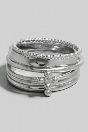 5Pc Cubic Zirconia Cross Station Band Rings Set