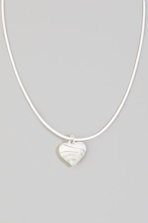 Glass Heart Pendant Thread Necklace