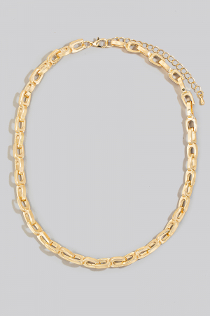 Thick Metallic Oval Classic Chain Necklace