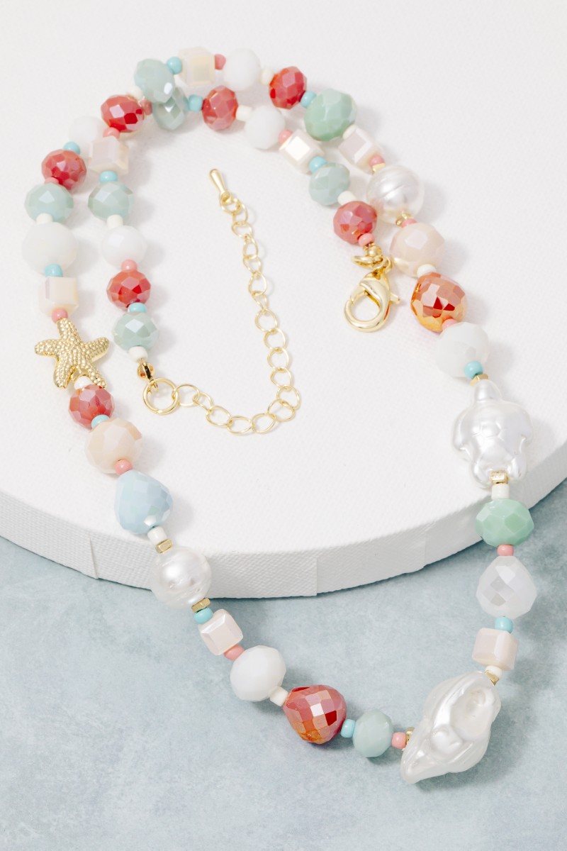 Pearl And Starfish Mixed Beaded Necklace