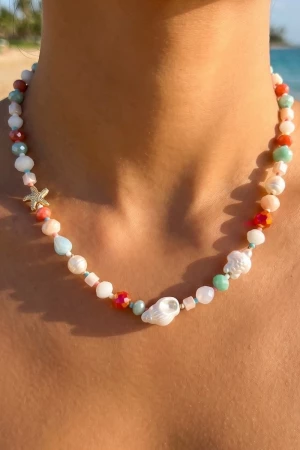 Pearl And Starfish Mixed Beaded Necklace