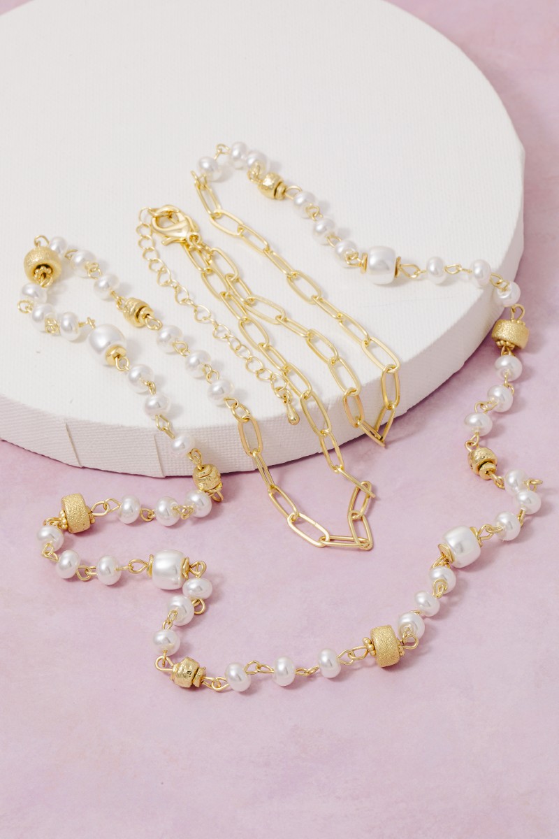 Assorted Beaded Long Chain Necklace