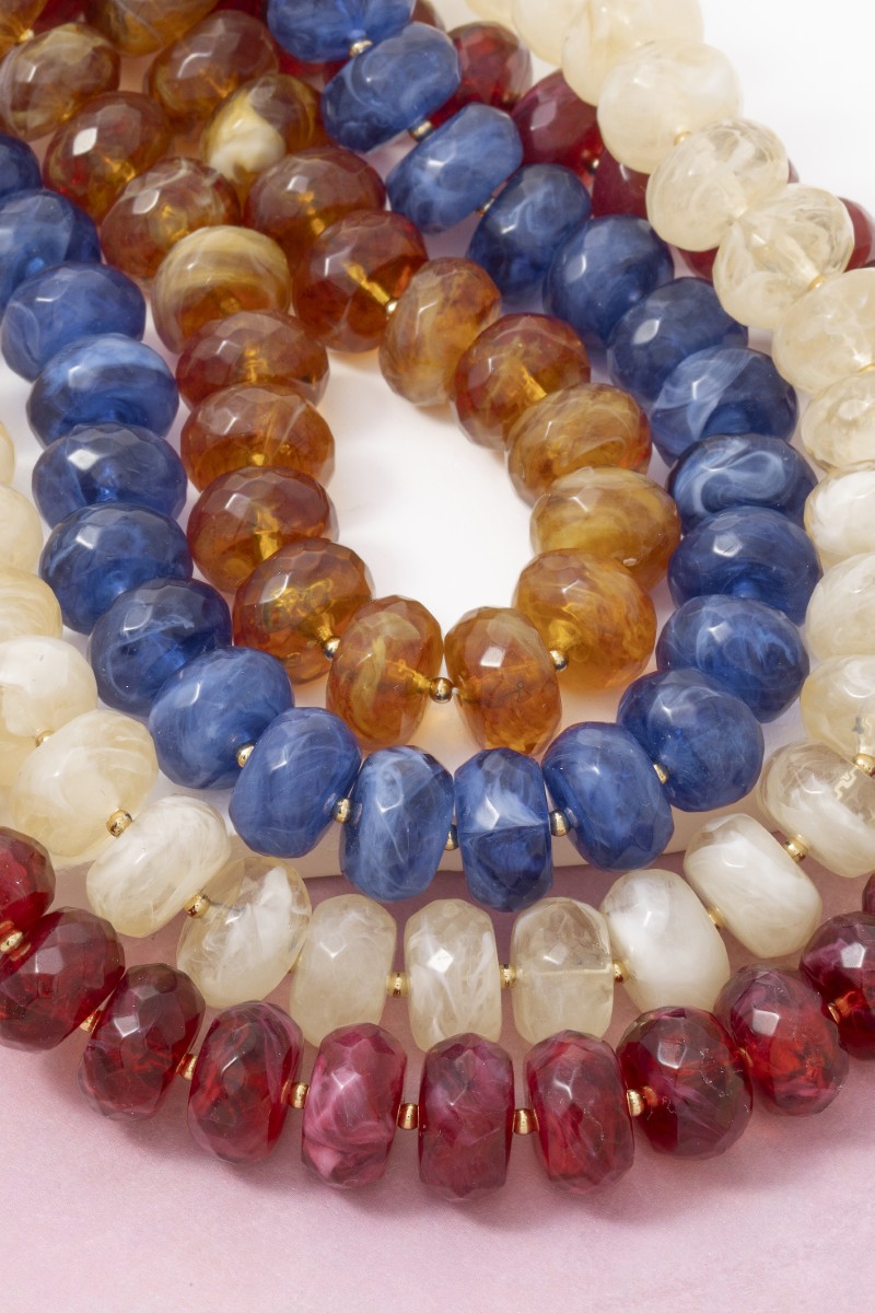 Large Faceted Marble Resin Beaded Necklace