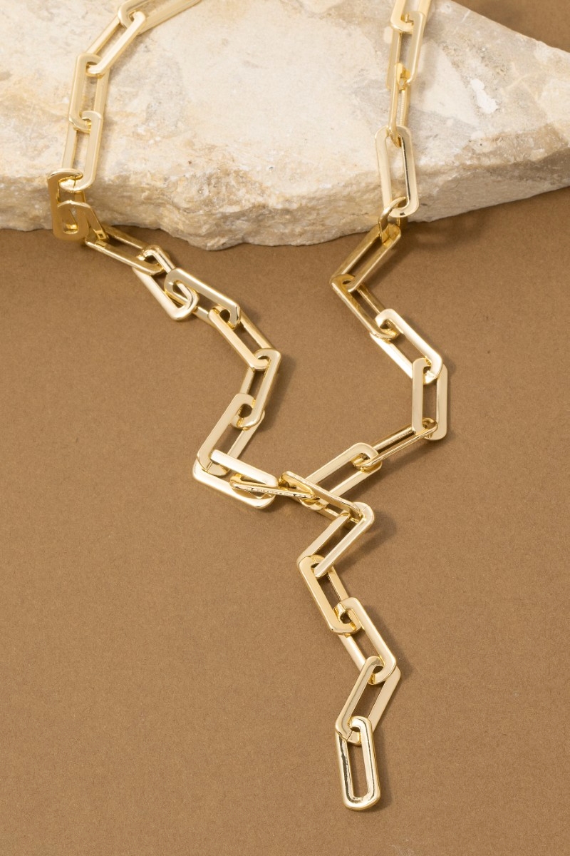 Chunky Paperclip Chain Y Lariat Necklace