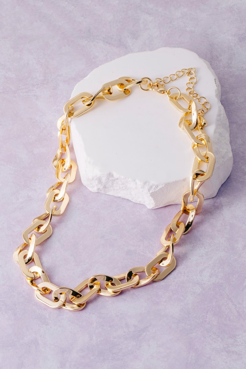 Chunky Flat Oval Link Chain Necklace